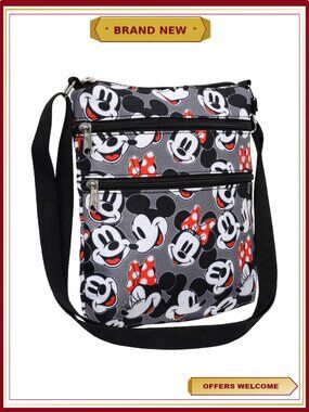 Disney Passport Bag Crossbody Travel Purse Mickey Minnie Mouse Faces